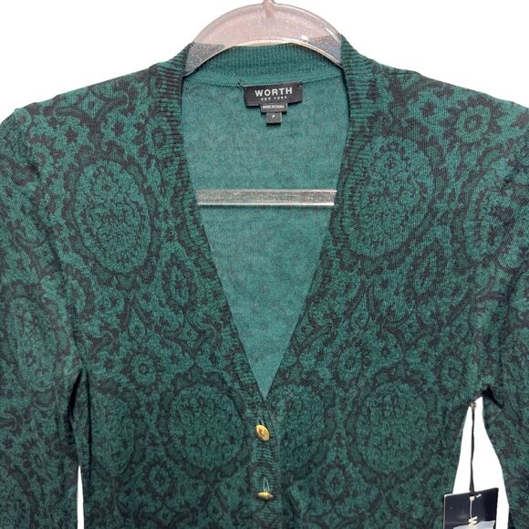 Worth 100% Wool Knit Floral Sweater Cardigan Jacket Coat - Picture 4 of 12